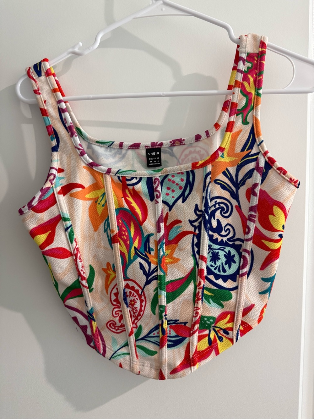 SHEIN Multicolor Paisley Floral Corset Crop Top - Size M